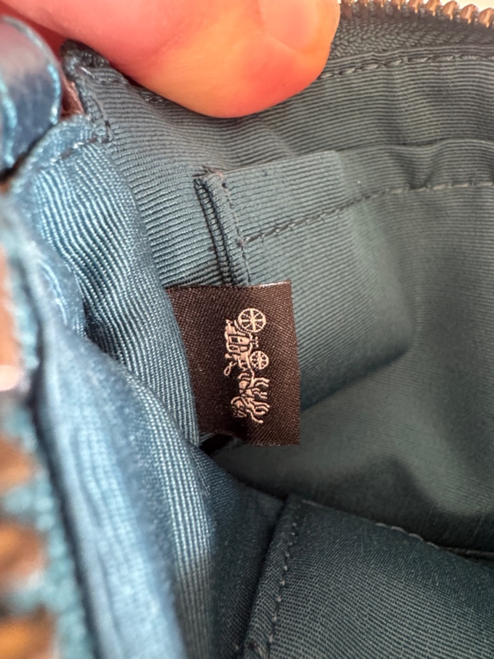 Coach Nolita Shoulder Bag – Metallic Teal Pebbled Leather with Gunmetal Chain - Picture 8 of 10